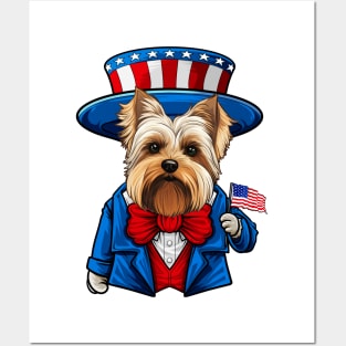 Funny 4th of July Biewer Terrier Dog Posters and Art